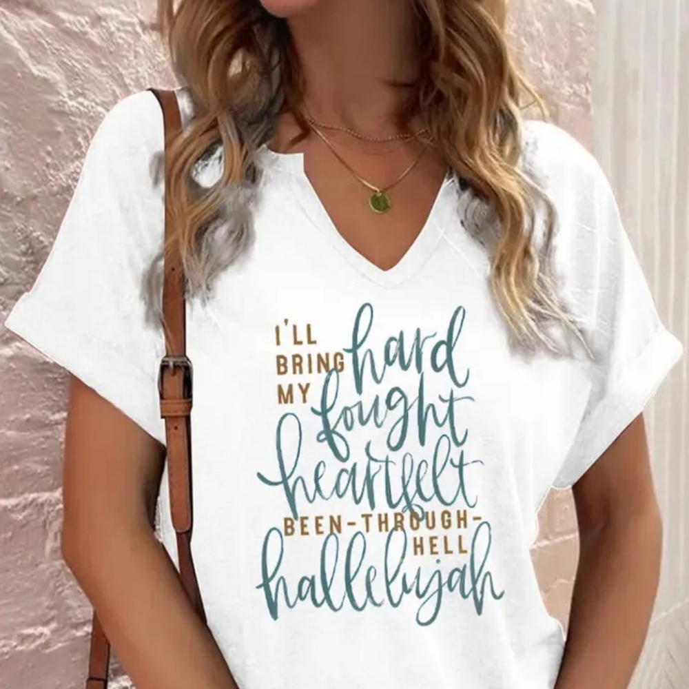 COPY - Hard Fought Hallelujah Women's V-Neck Size XXL
